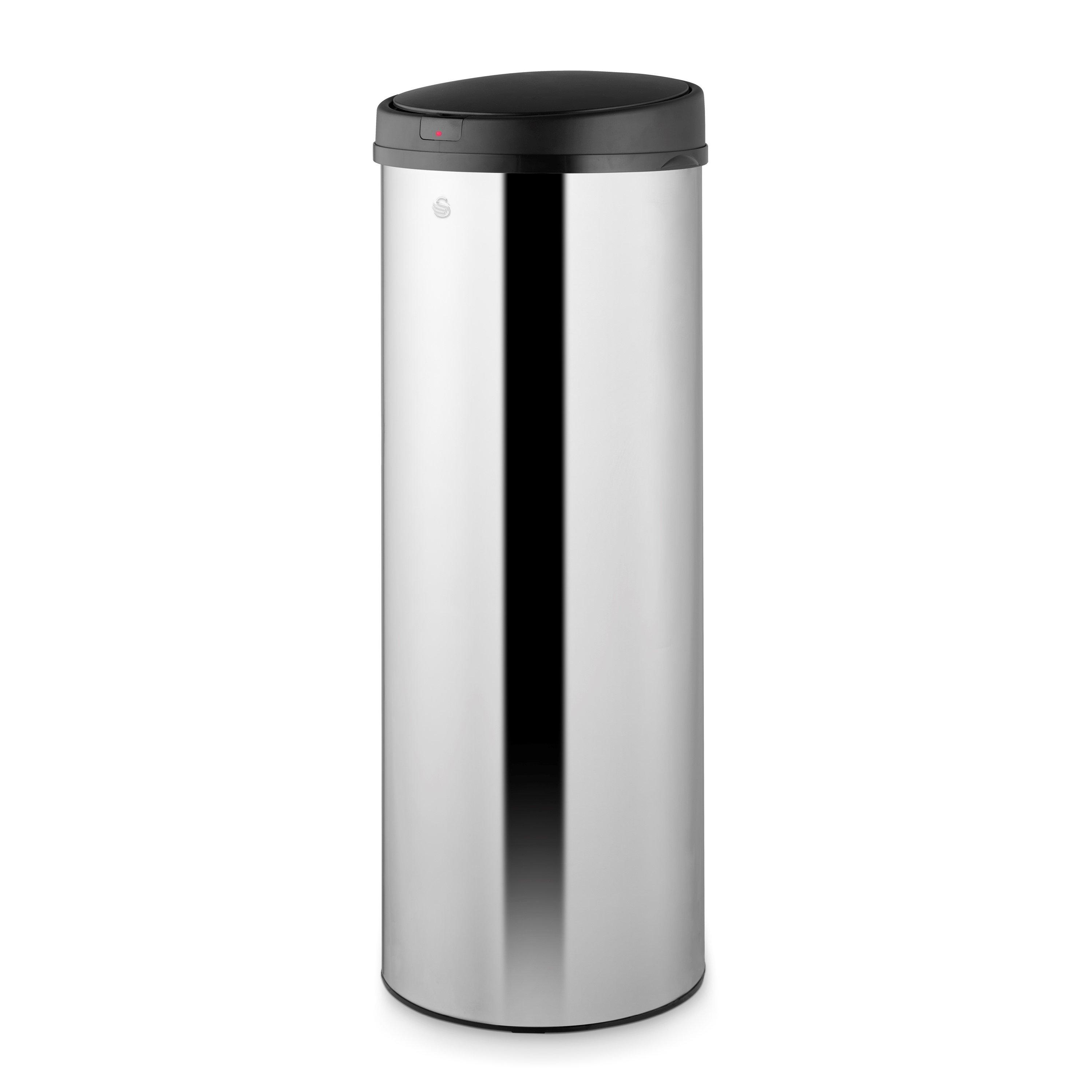 Stainless Steel - Swan - 50L Round Sensor Bin w/Black - 1