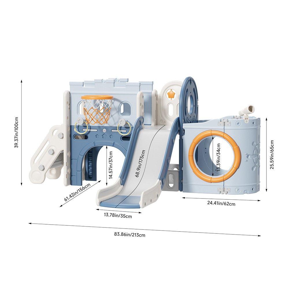 Blue - KIDKID - Pirate Ship Slide Playset with Ship Head - 4