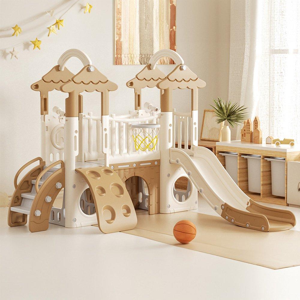 Brown - KIDKID - Treehouse Climbing Playset with 2 Telescopes - 1