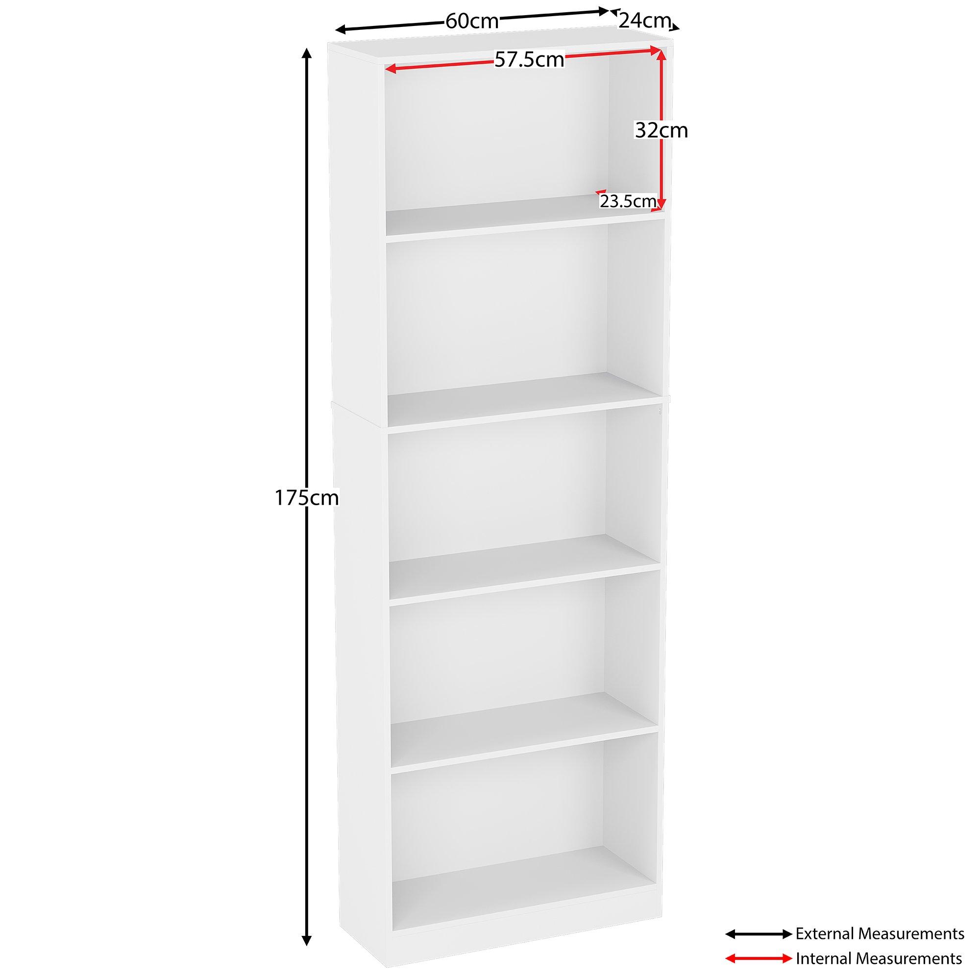 White - Lassic - Vida Designs Cambridge 5 Tier Extra Large Bookcase - 2