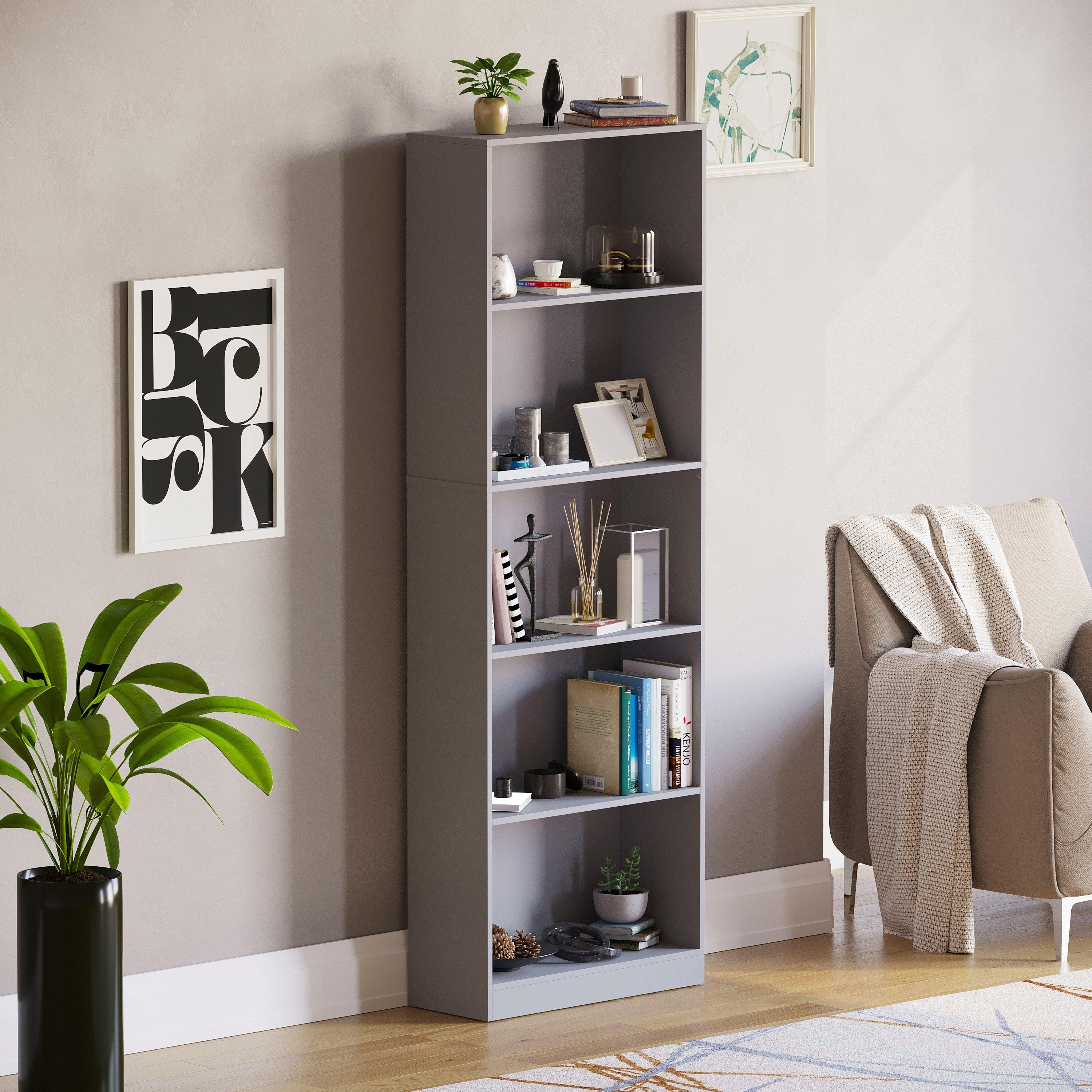 Lassic  Vida Designs Cambridge 5 Tier Extra Large Bookcase - Grey - 5 Tier