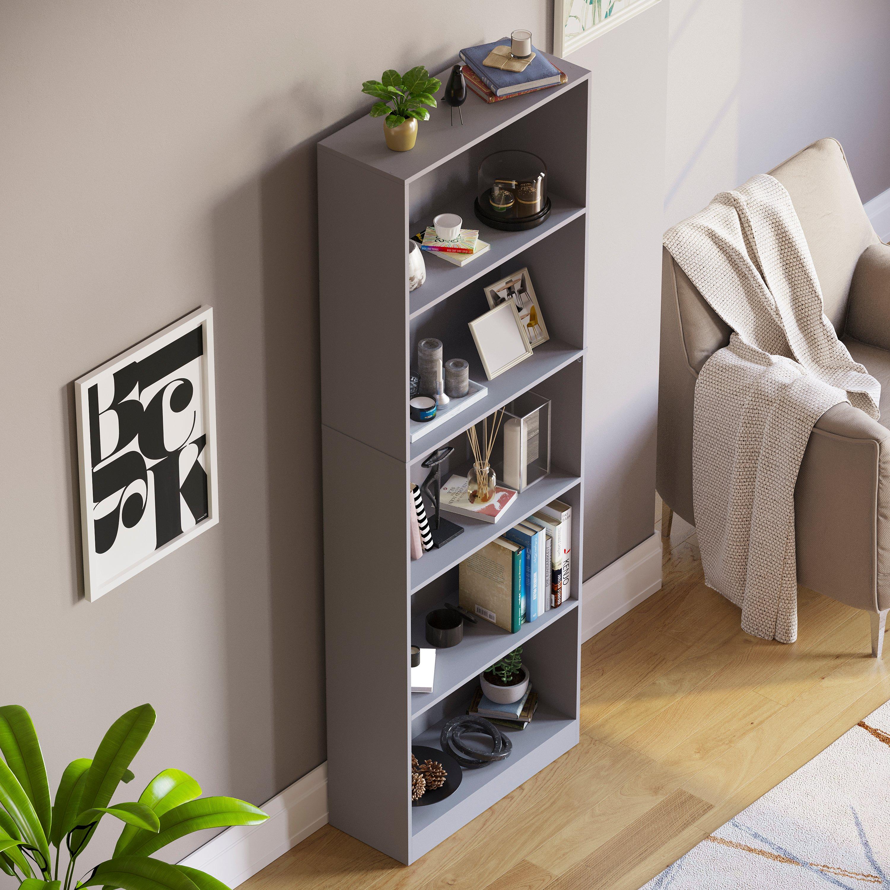 Grey - Lassic - Vida Designs Cambridge 5 Tier Extra Large Bookcase - 4
