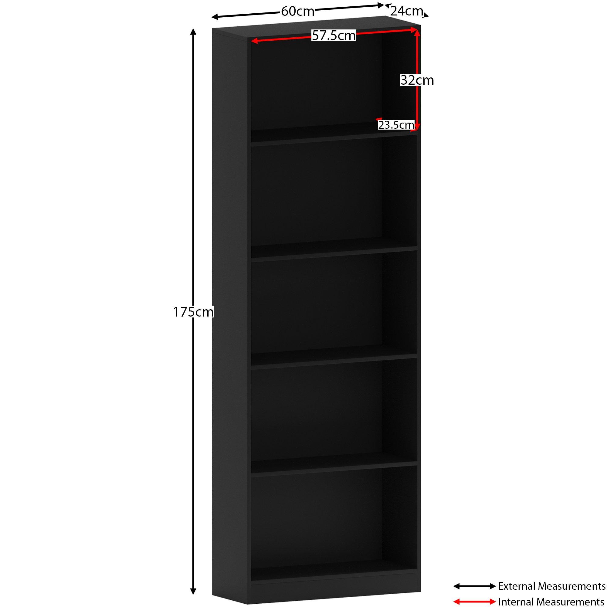 Black - Lassic - Vida Designs Cambridge 5 Tier Extra Large Bookcase - 2