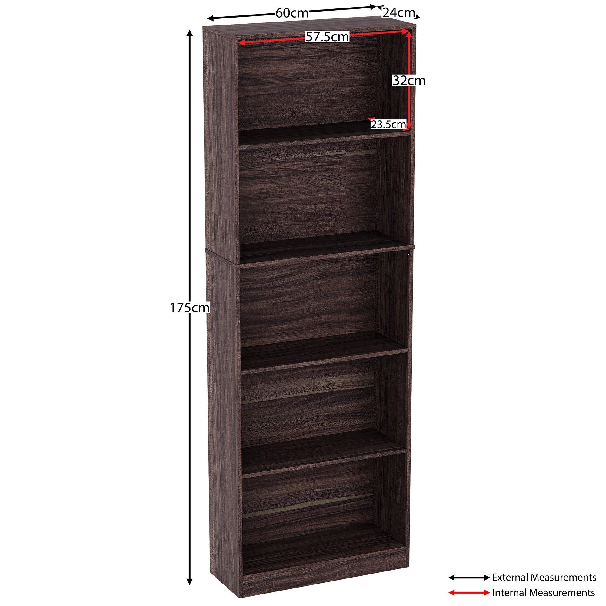 Walnut - Lassic - Vida Designs Cambridge 5 Tier Extra Large Bookcase - 2