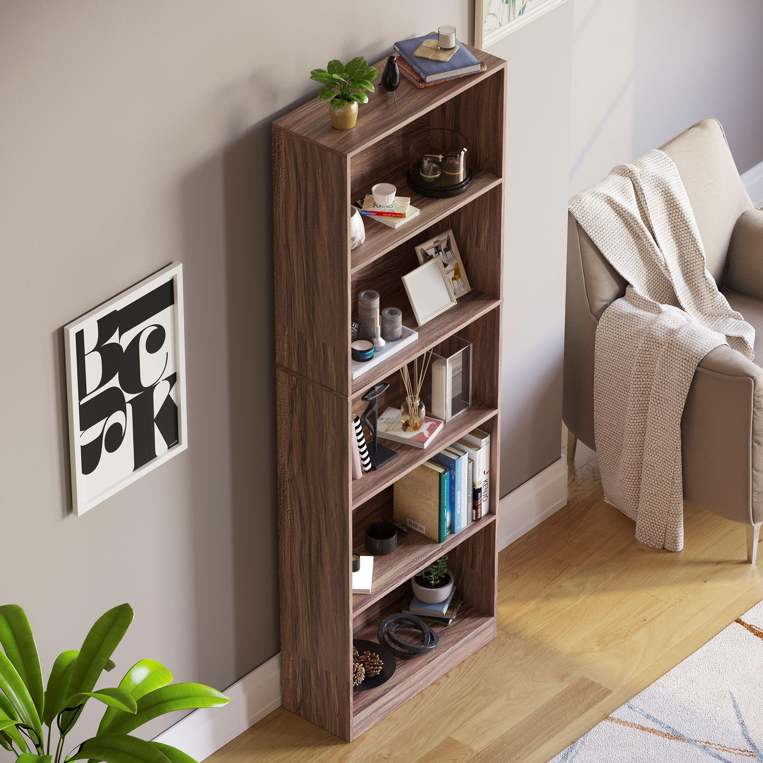 Walnut - Lassic - Vida Designs Cambridge 5 Tier Extra Large Bookcase - 4