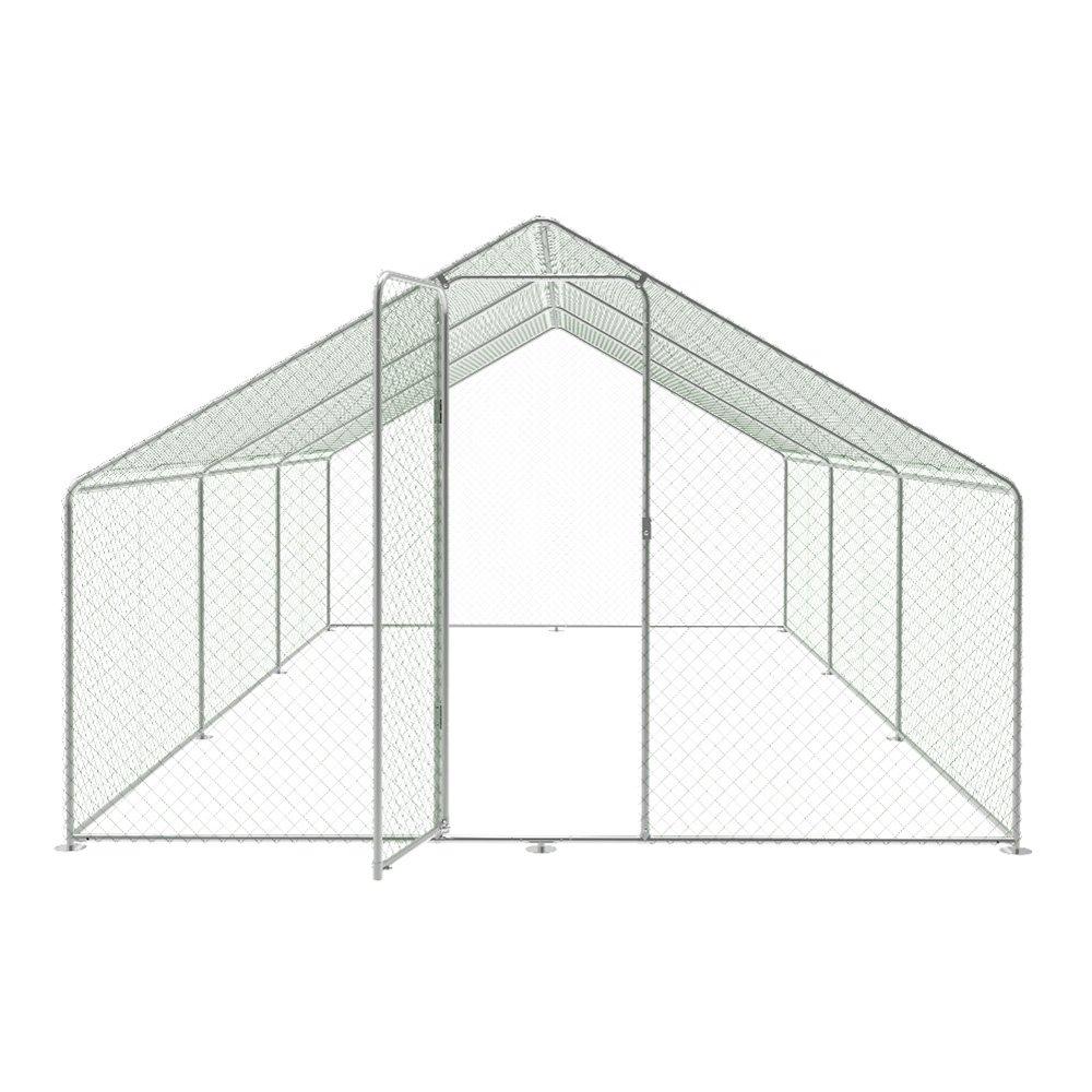 Silver - KIDKID PET - Metal Walk-in Chicken Coop Run with PE Tarpaulin - 3