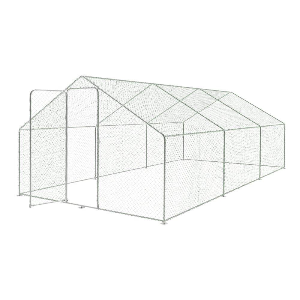 Silver - KIDKID PET - Metal Walk-in Chicken Coop Run with PE Tarpaulin - 5