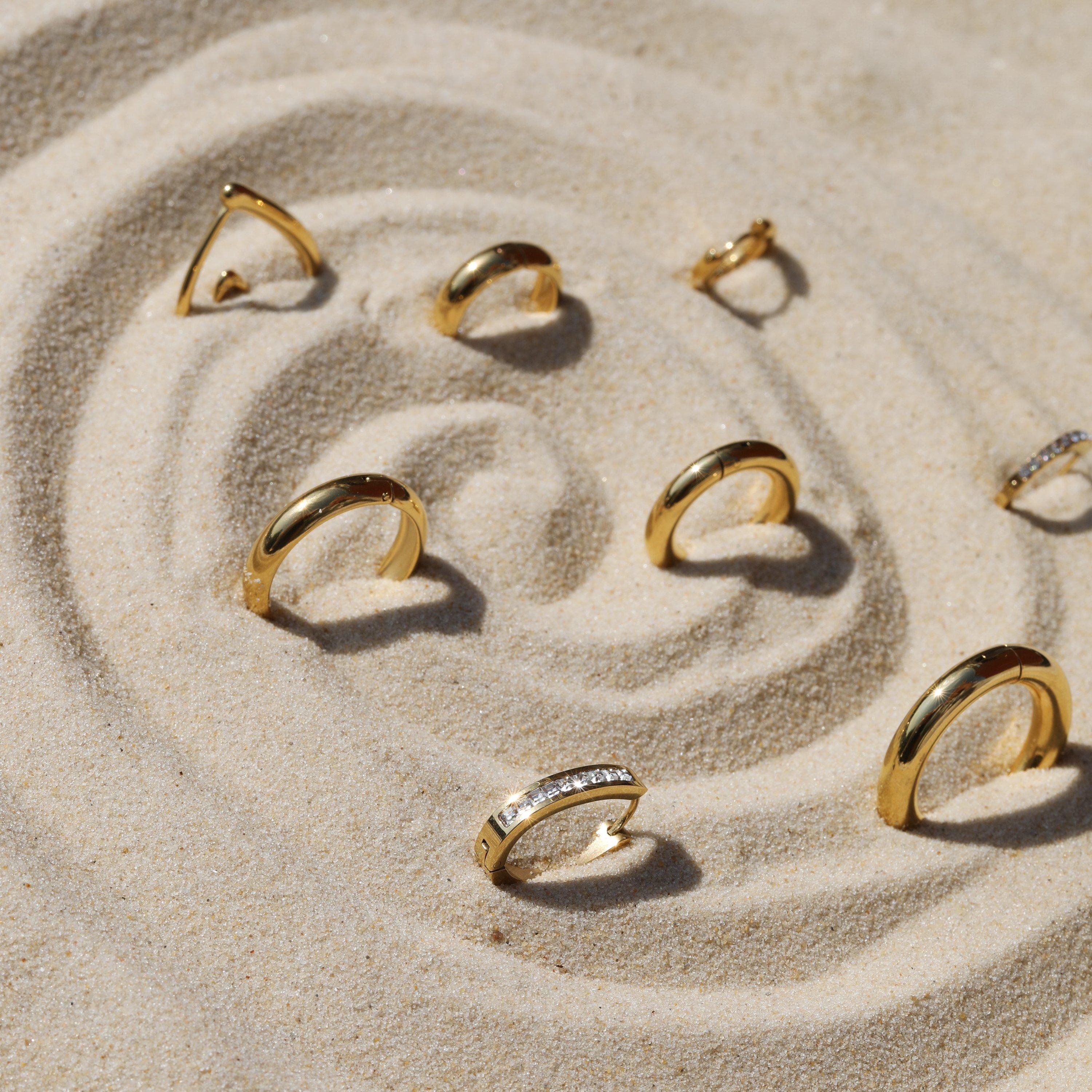 Gold - Jon Richard - Gold Plated Stainless Steel Crystal Huggie Hoops - 3