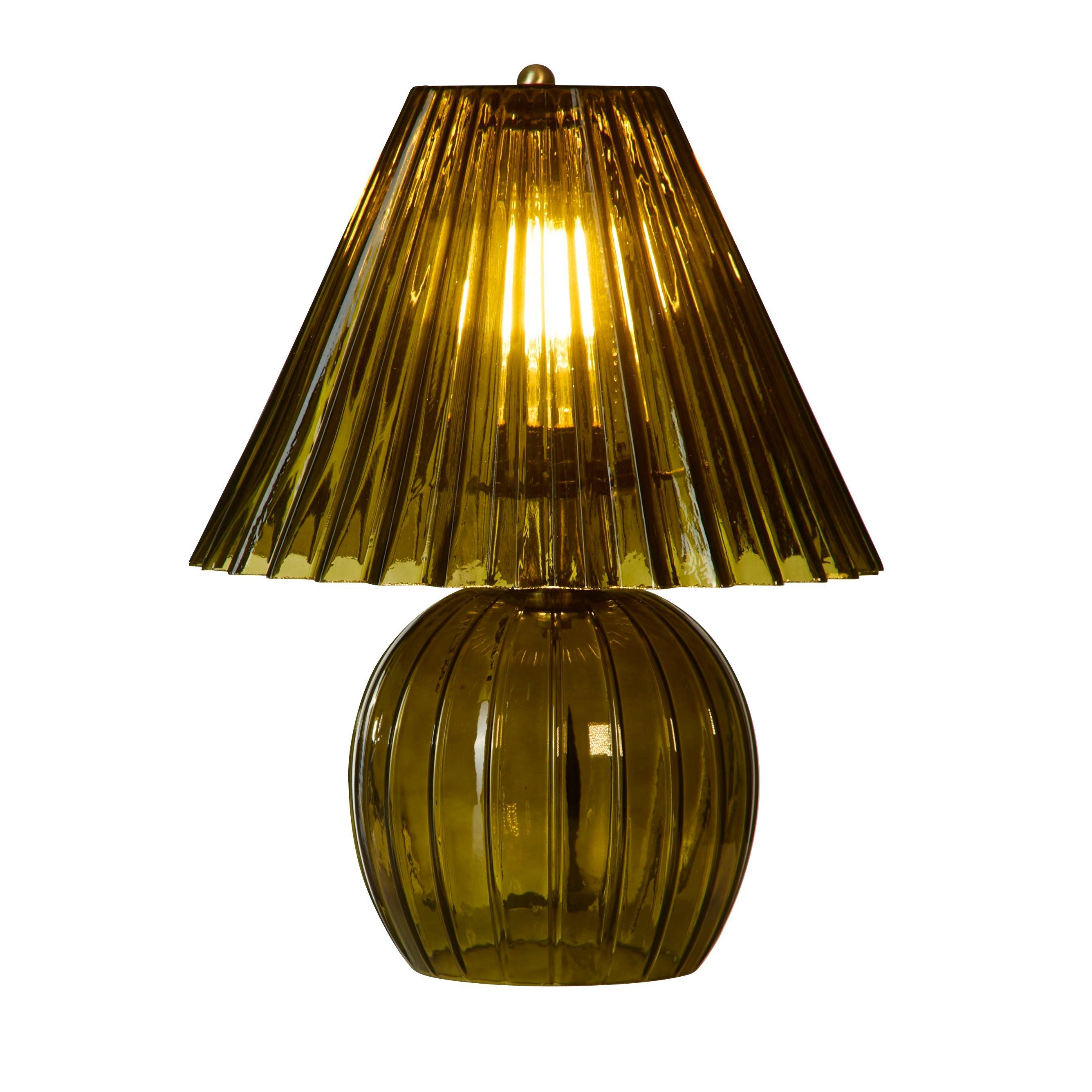 Green - Lighting Collection - Ribbed Green Glass Table Lamp - 2