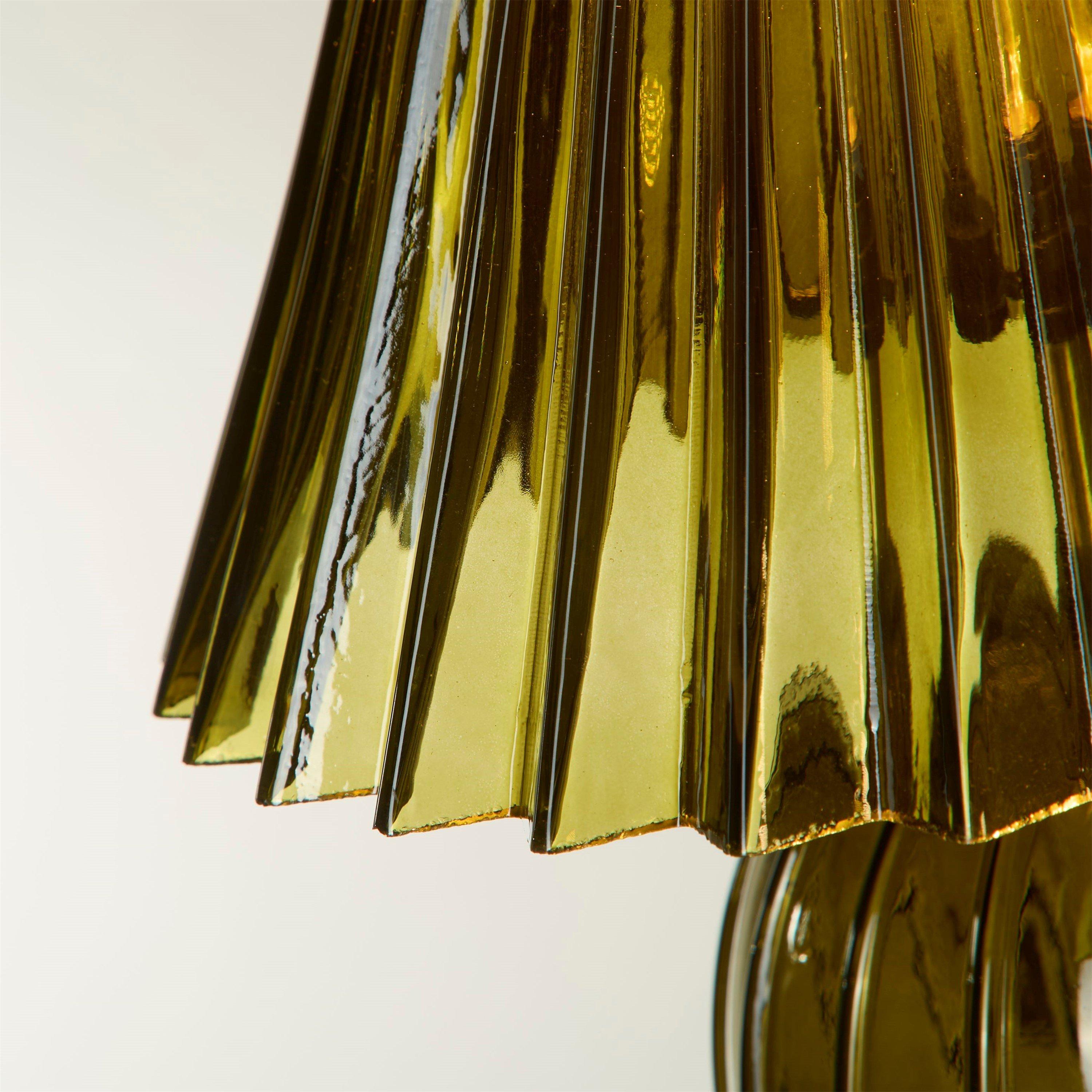 Green - Lighting Collection - Ribbed Green Glass Table Lamp - 4