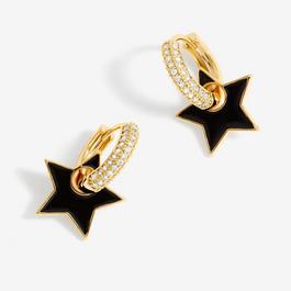 Jon Richard Gold Plated And Jet Enamel Star Earrings