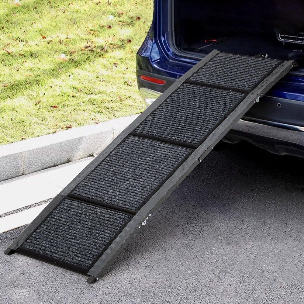 Black - KIDKID PET - 170x44cm Outdoor Foldable Metal Dog Ramp Non-slip - 2