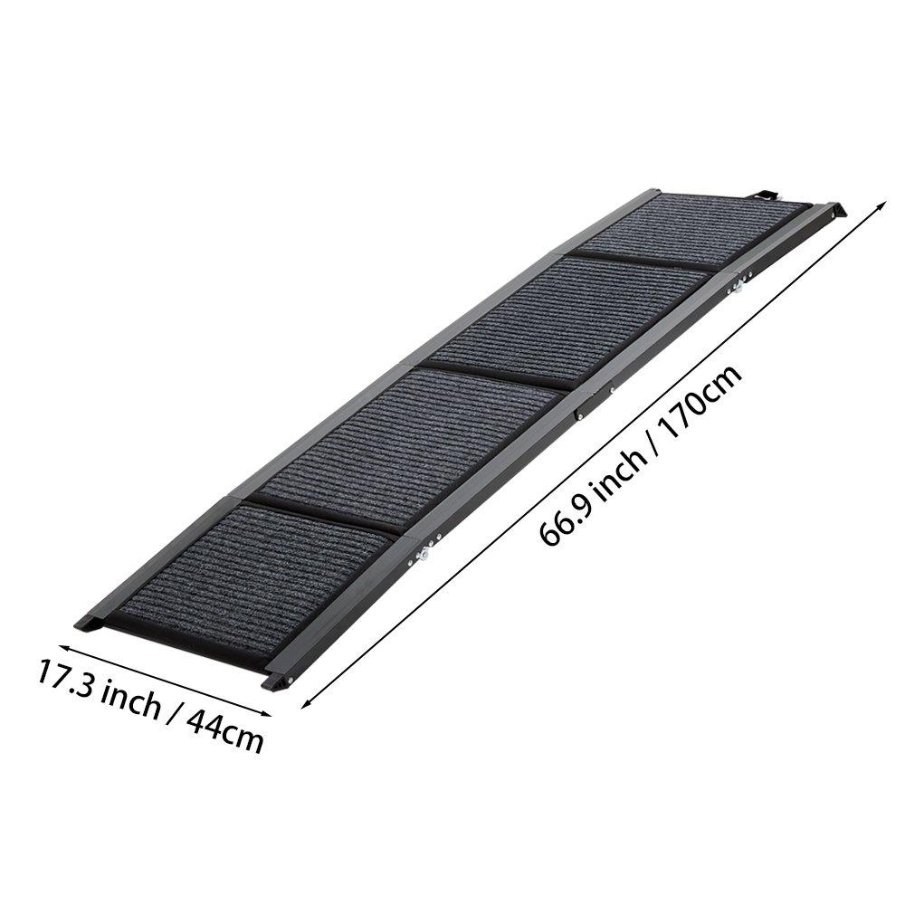 Black - KIDKID PET - 170x44cm Outdoor Foldable Metal Dog Ramp Non-slip - 9