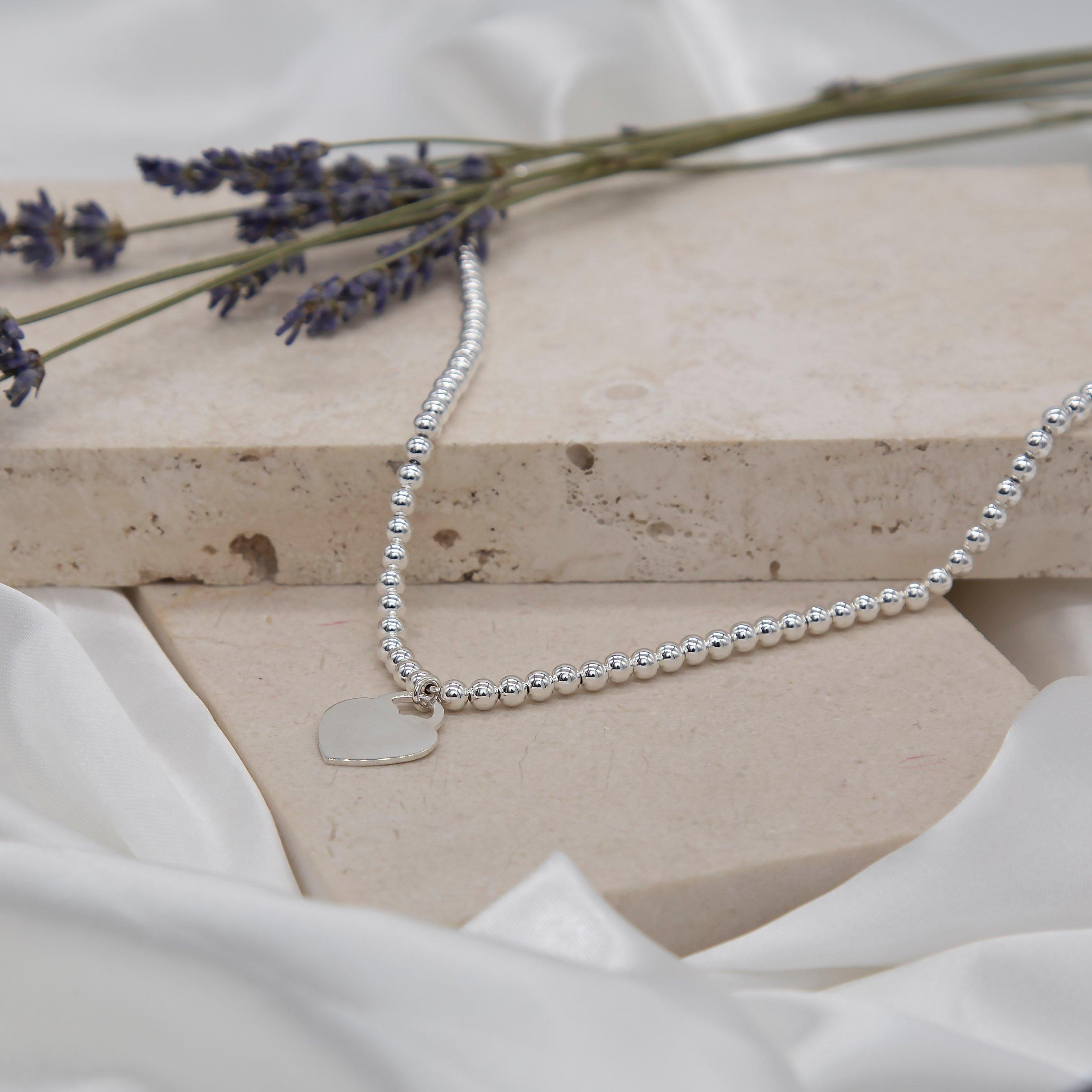 Sterling Silver - Be You - Sterling Silver Heart Bead Chain Necklace - 3