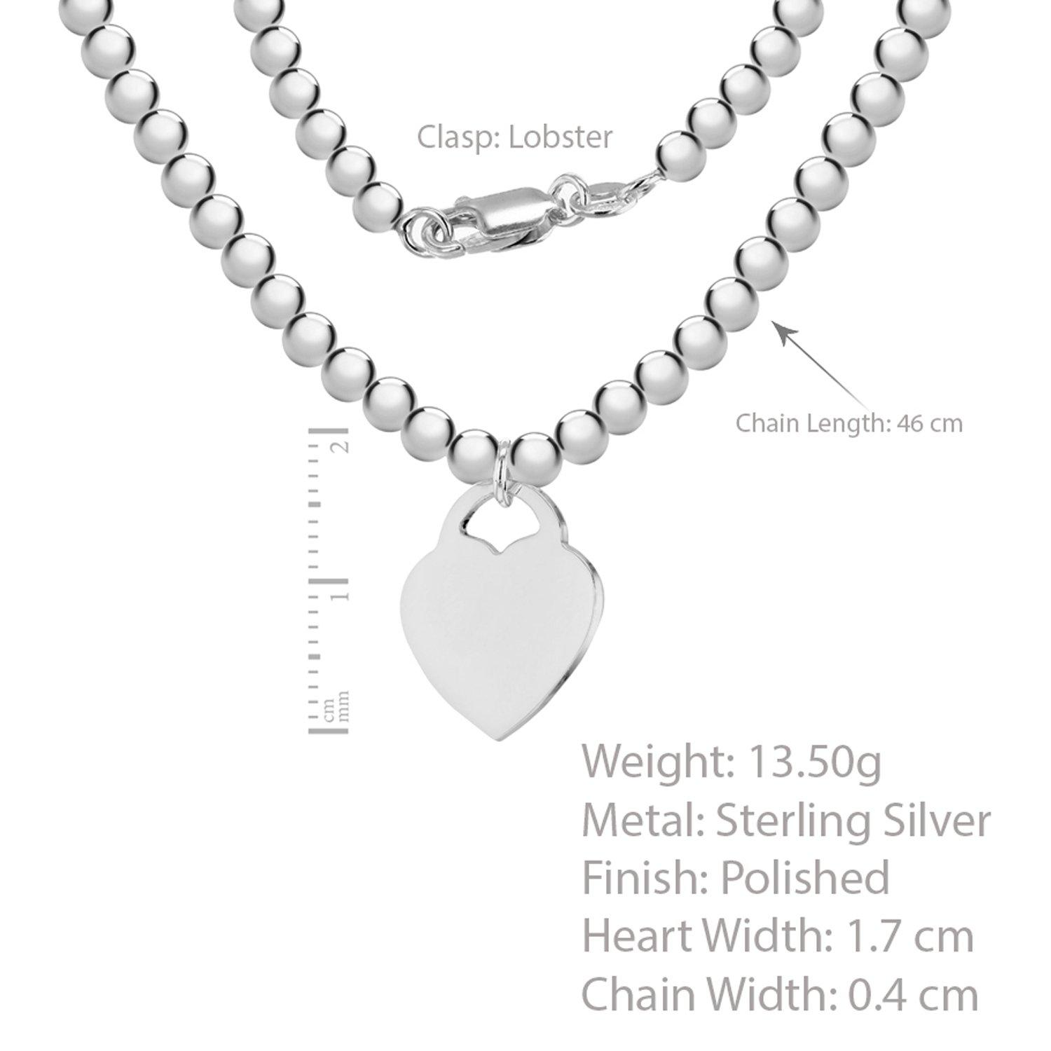 Sterling Silver - Be You - Sterling Silver Heart Bead Chain Necklace - 4