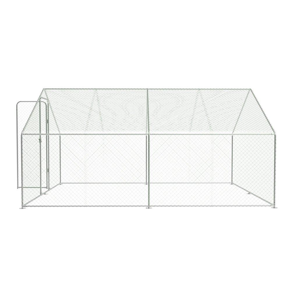 Silver - KIDKID PET - Metal Walk-in Chicken Coop Run with PE Tarpaulin - 4