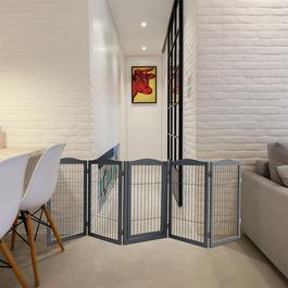 KIDKID PET Grey Wooden Folding Pet or Kid Playpen