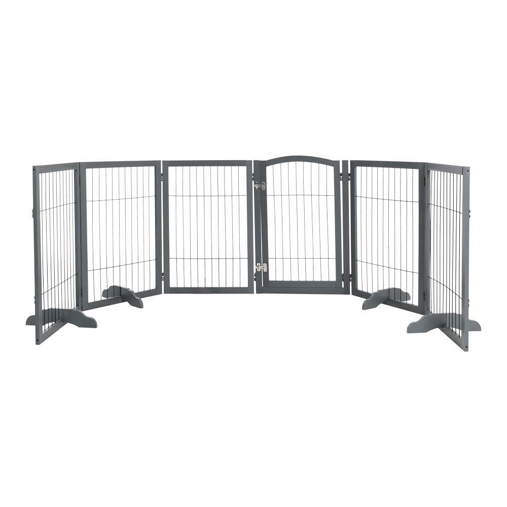 Grey - KIDKID PET - Freestanding Wooden Pet or Kid Playpen - 5