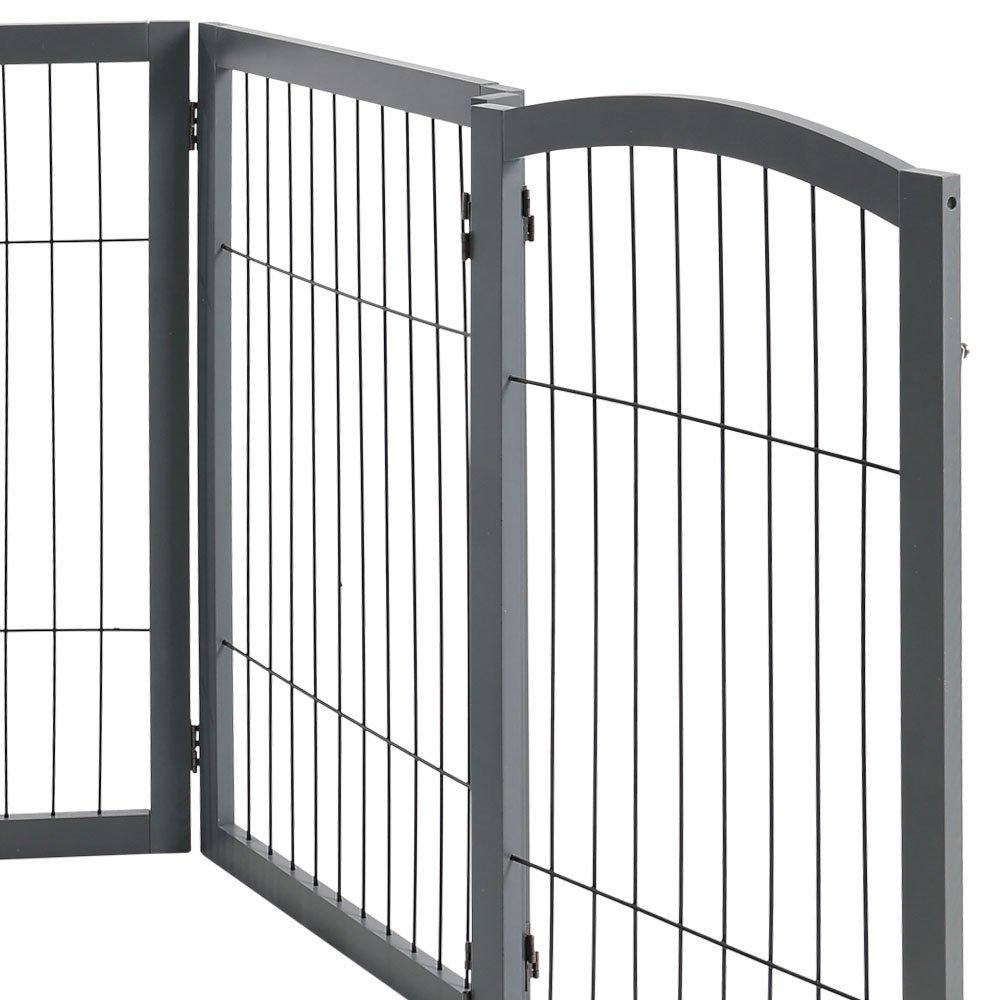 Grey - KIDKID PET - Freestanding Wooden Pet or Kid Playpen - 7