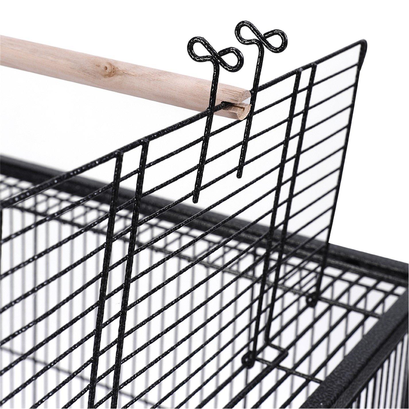 Black - KIDKID PET - Open Play Top Metal Pet Bird Cage with Casters - 9