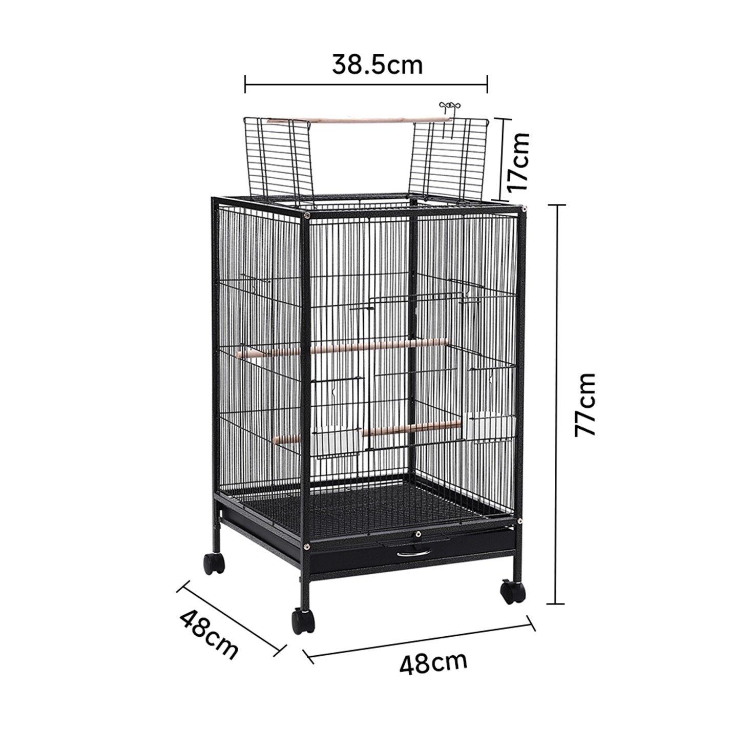 Black - KIDKID PET - Open Play Top Metal Pet Bird Cage with Casters - 10