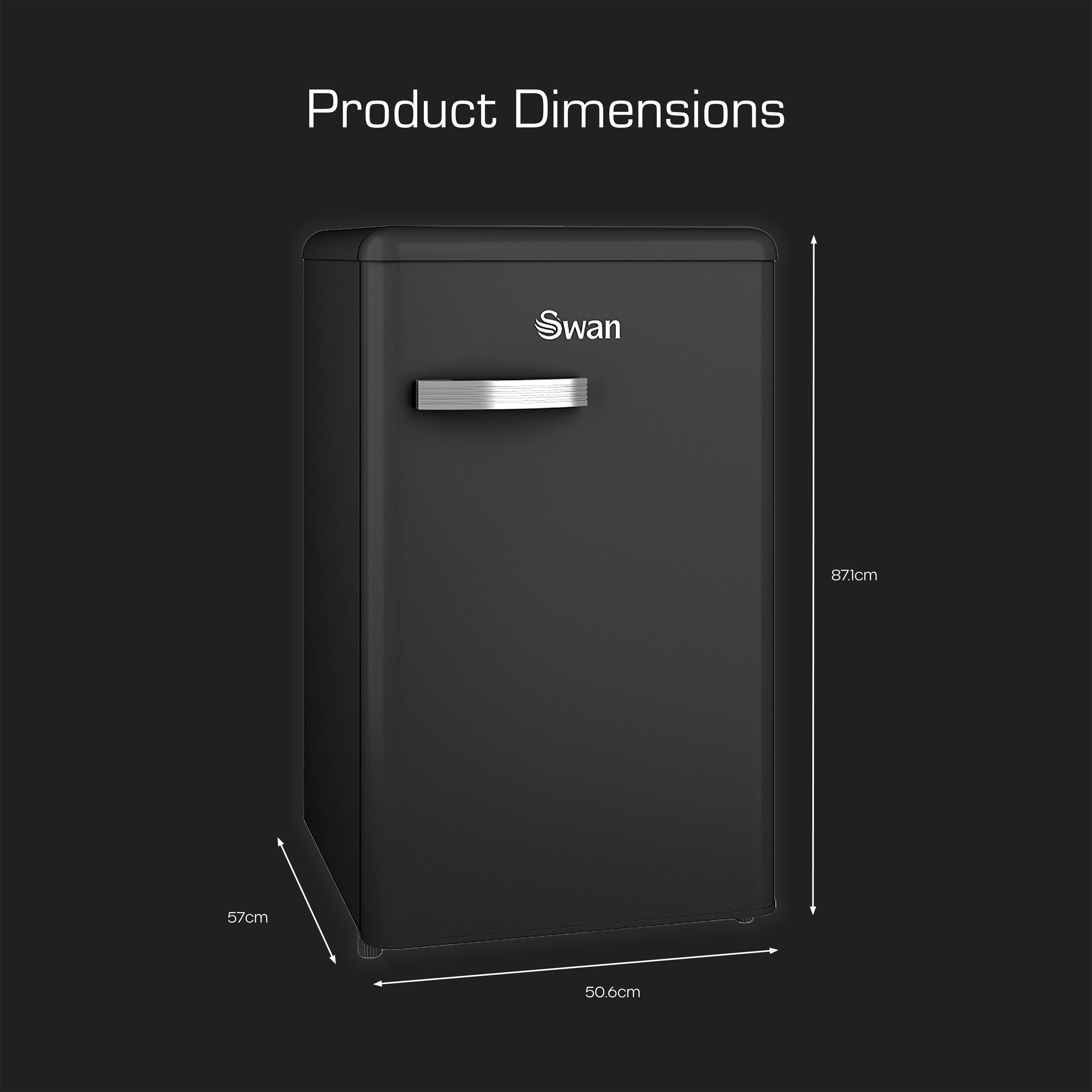 Black - Swan - Retro Under Counter Fridge - Black - 6
