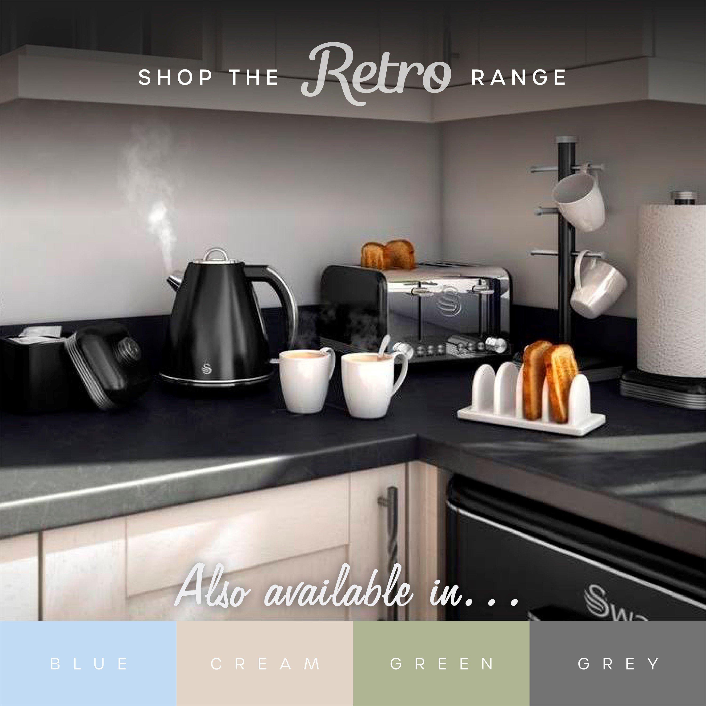 Black - Swan - Retro Under Counter Fridge - Black - 9