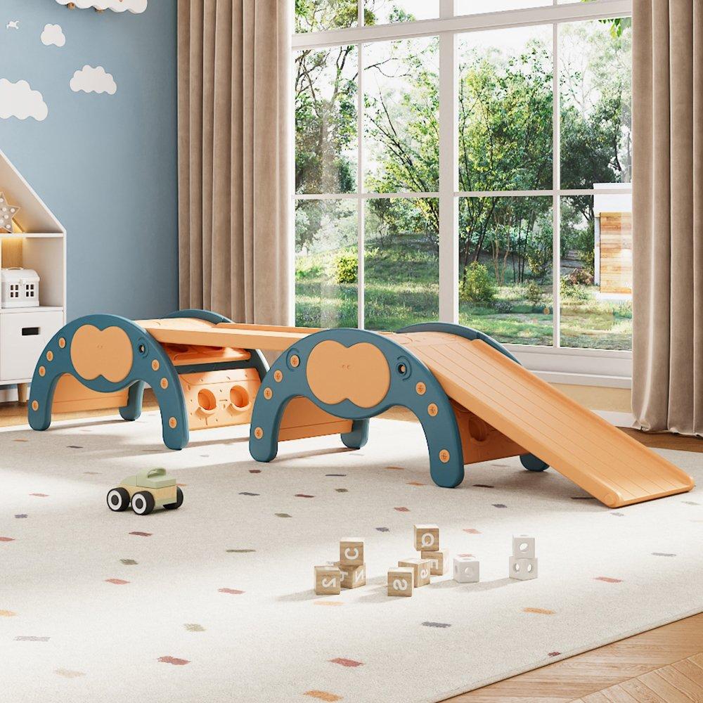 Blue Orange - KIDKID - Indoor Climbing Frame Set with Dual-Sided Slides - 1