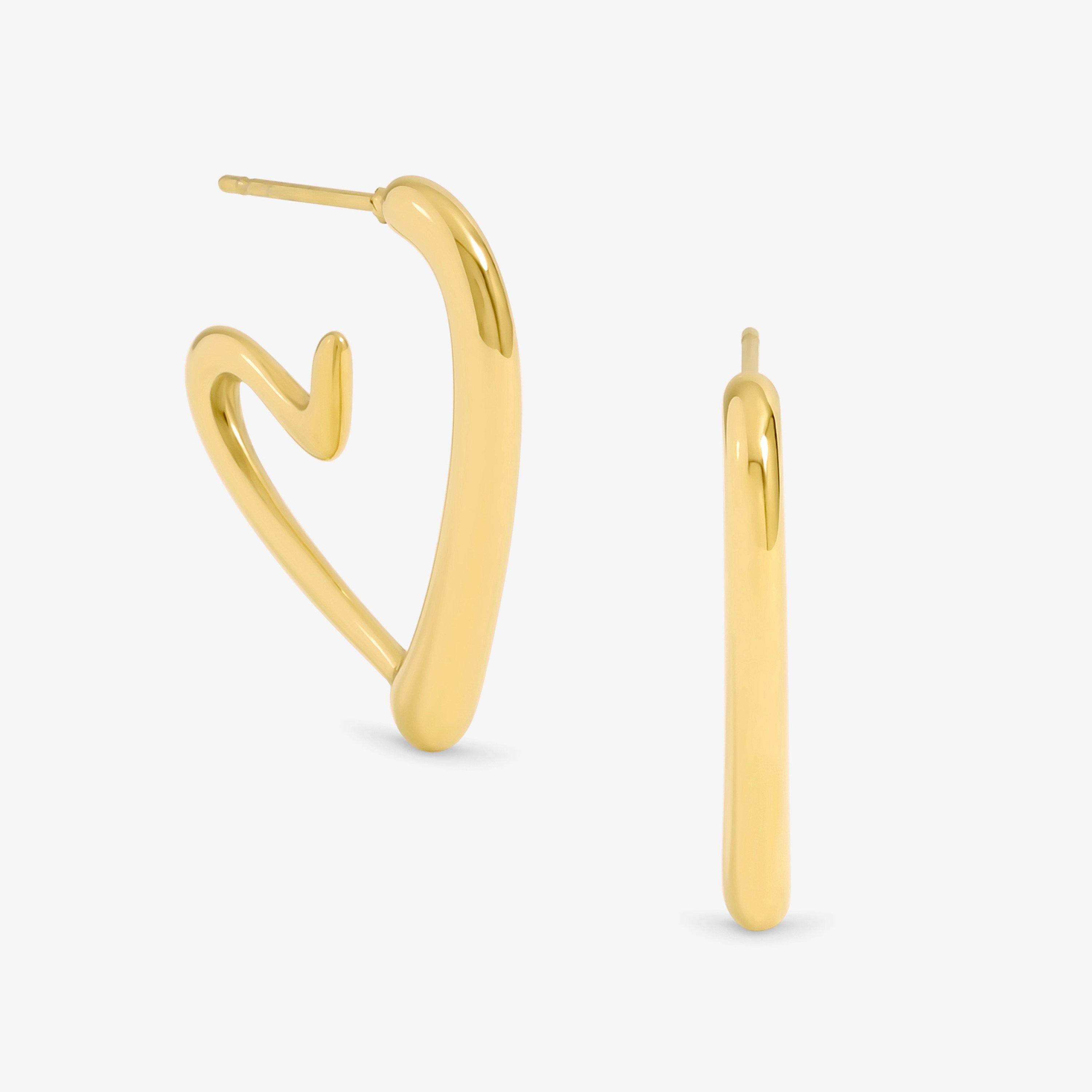 Gold - Jon Richard - Gold Plated Stainless Steel Heart Hoops - 1