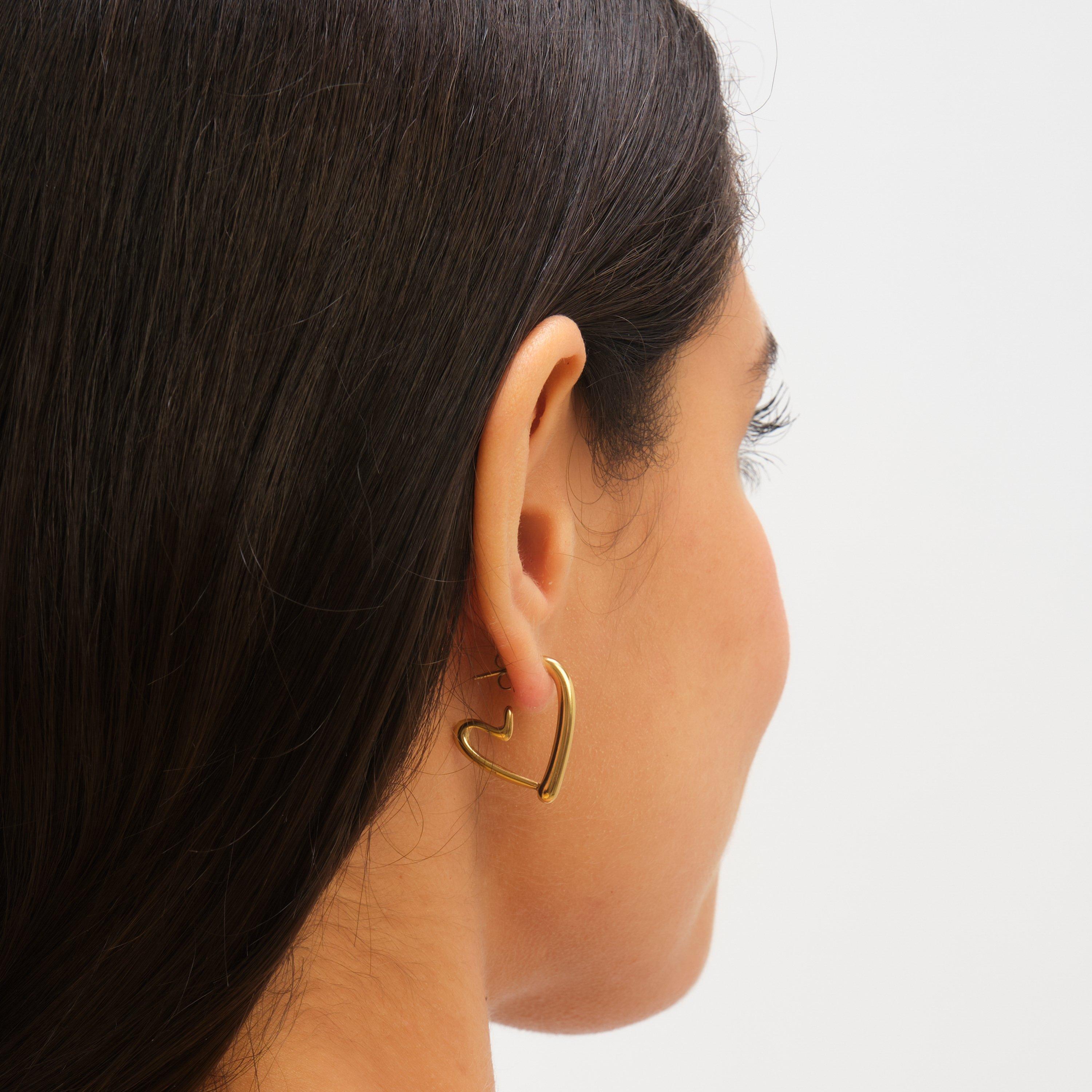 Gold - Jon Richard - Gold Plated Stainless Steel Heart Hoops - 2