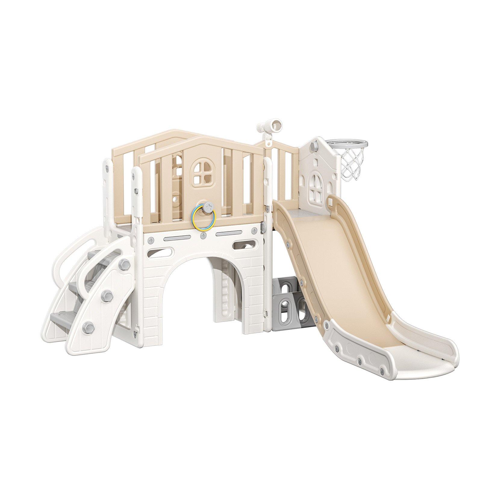 Beige - KIDKID - All-in-One Playhouse Slide with Telescope - 2