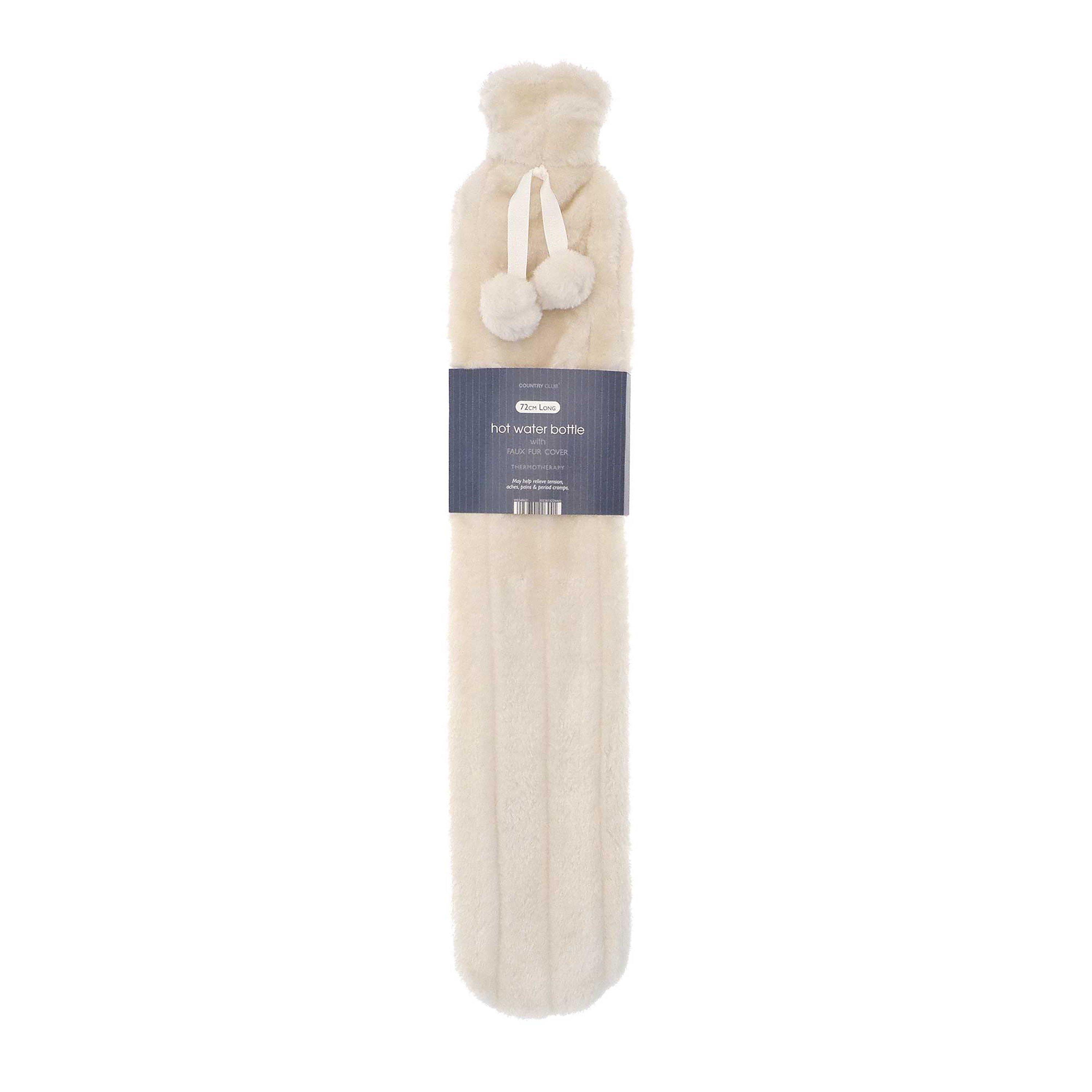 Cream - Country Club - Long Hot Water Bottle with Luxury Faux Fur Cover