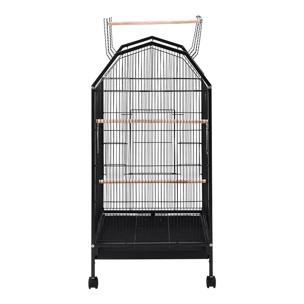 Black - KIDKID PET - Open Play Top Metal Pet Bird Cage with Casters - 3