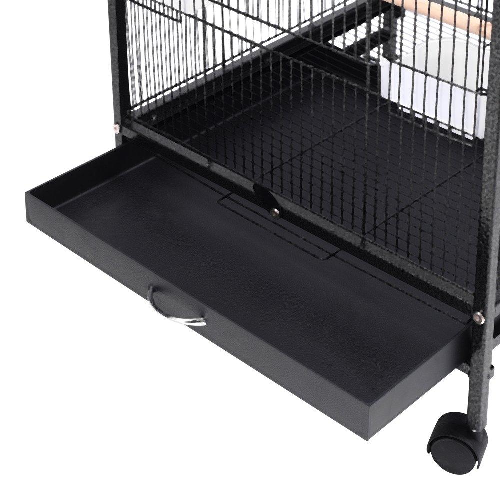 Black - KIDKID PET - Open Play Top Metal Pet Bird Cage with Casters - 9