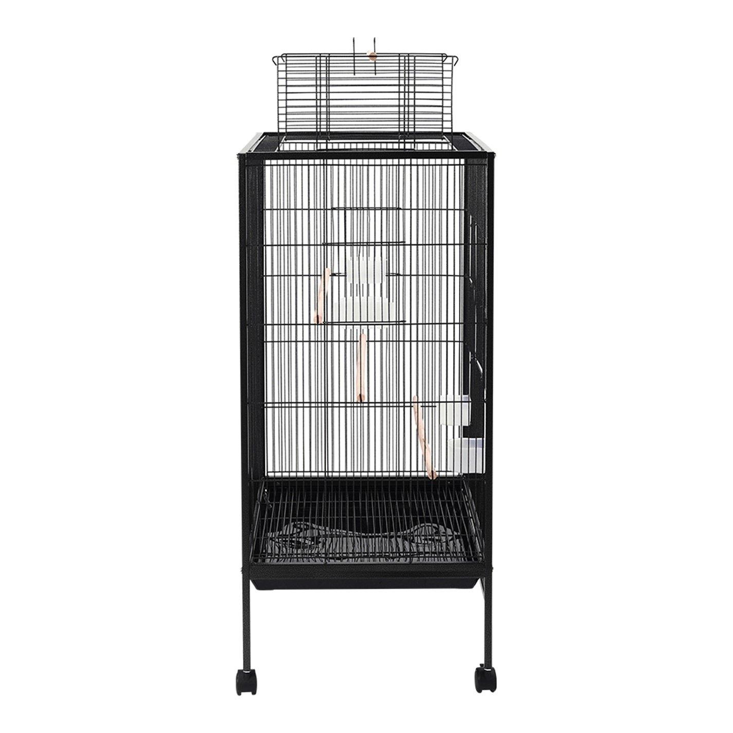 Black - KIDKID PET - Open Play Top Metal Pet Bird Cage with Casters - 6