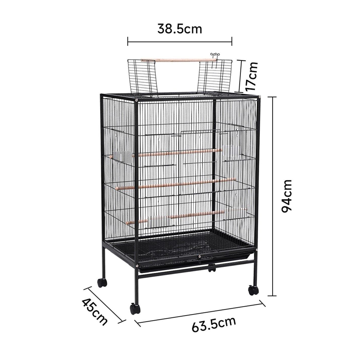Black - KIDKID PET - Open Play Top Metal Pet Bird Cage with Casters - 10