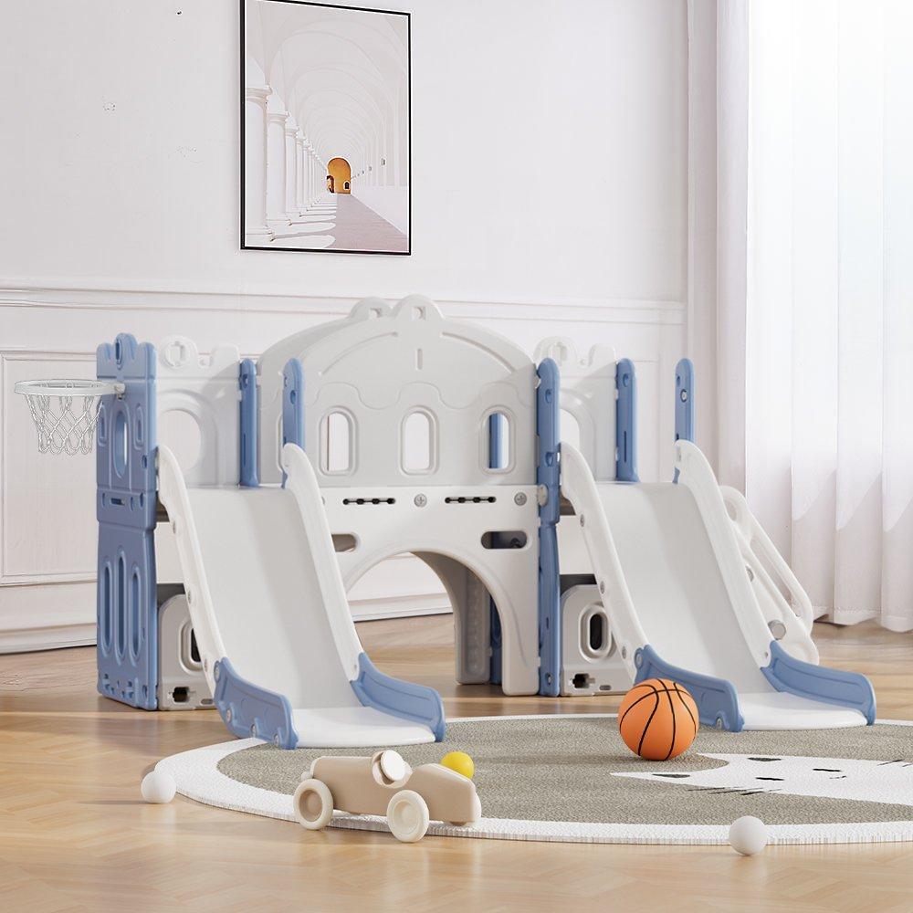 Blue Grey - KIDKID - Toddler Two Slides Playset - 2