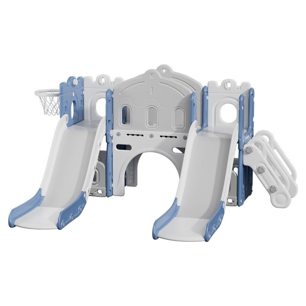 Blue Grey - KIDKID - Toddler Two Slides Playset - 3