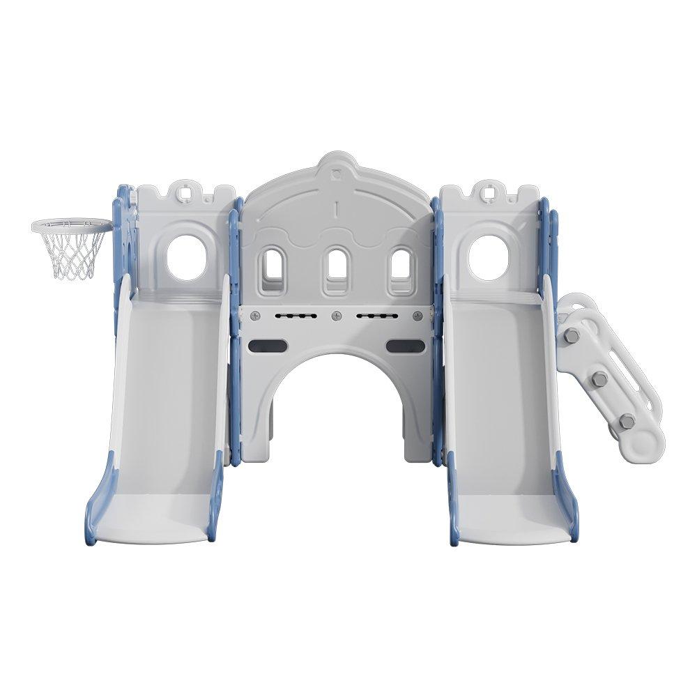 Blue Grey - KIDKID - Toddler Two Slides Playset - 7