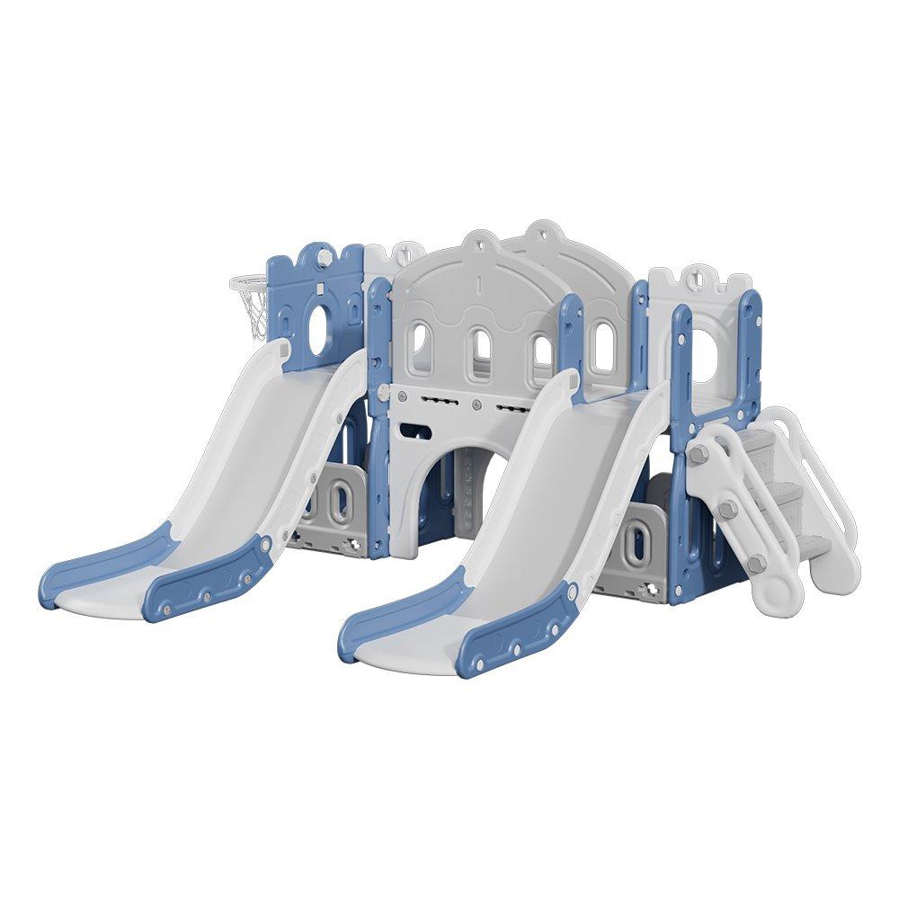Blue Grey - KIDKID - Toddler Two Slides Playset - 8