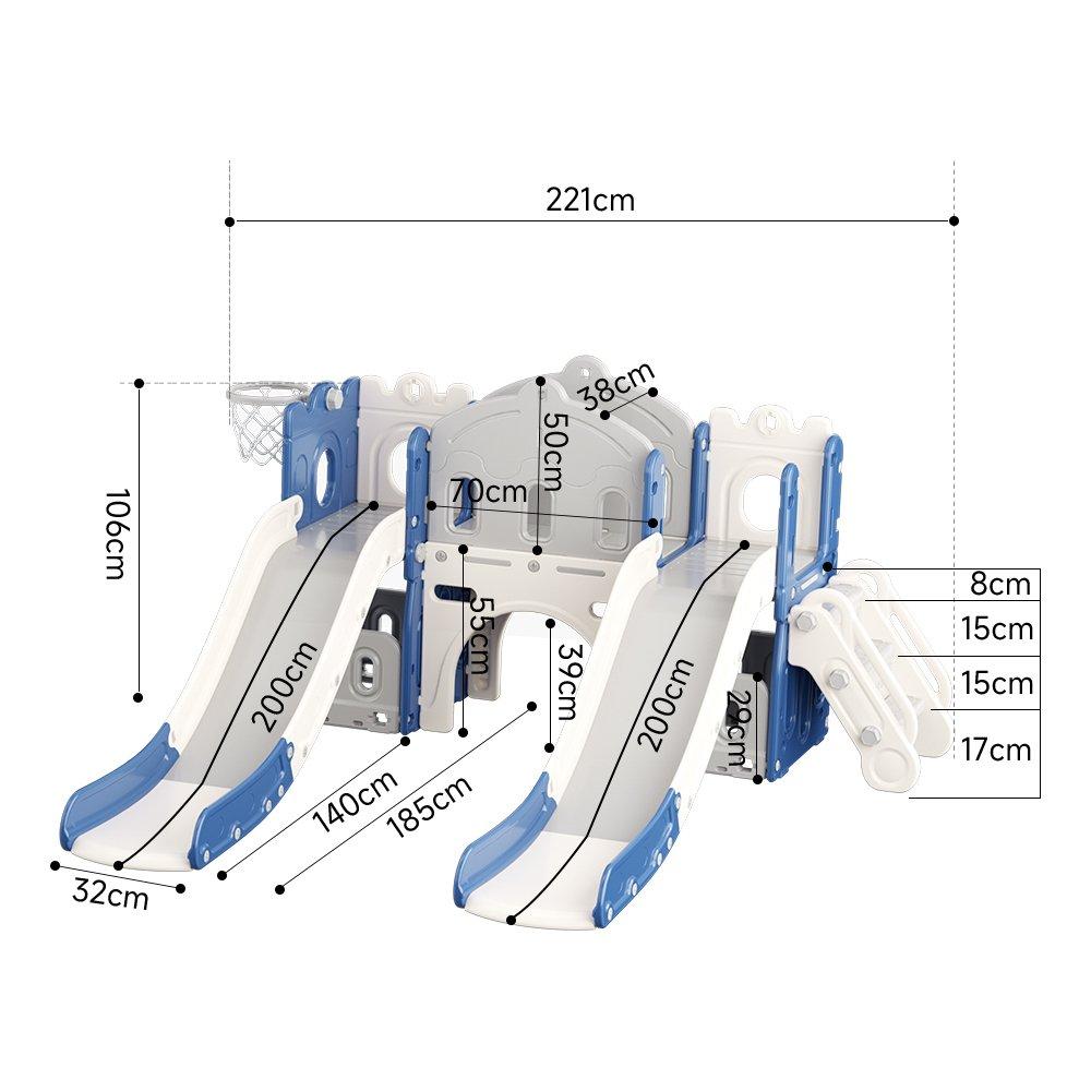 Blue Grey - KIDKID - Toddler Two Slides Playset - 10