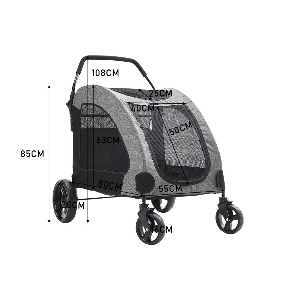 Grey - KIDKID PET - Collapsible Pet Stroller for Pet - 10