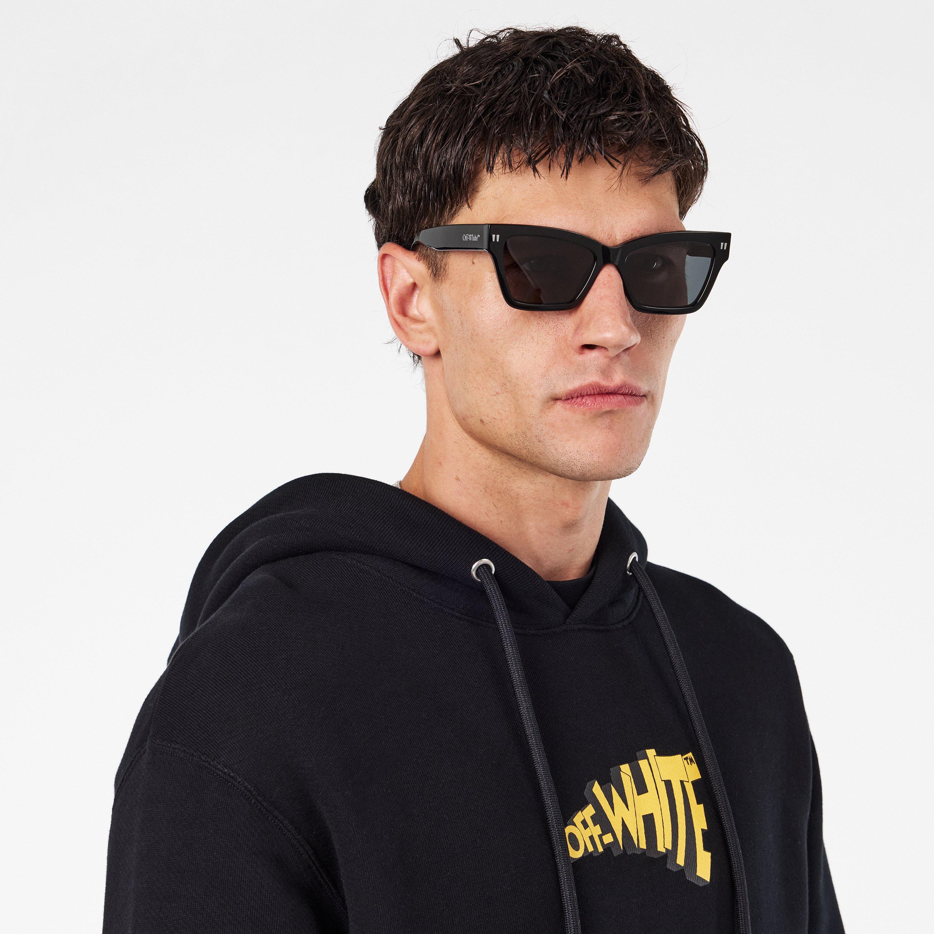 Black/Dark Grey - Off White - Cincinnati 53 - Tortoise Shell Acetate Made in Italy Cat Eye Sunglasses - 3