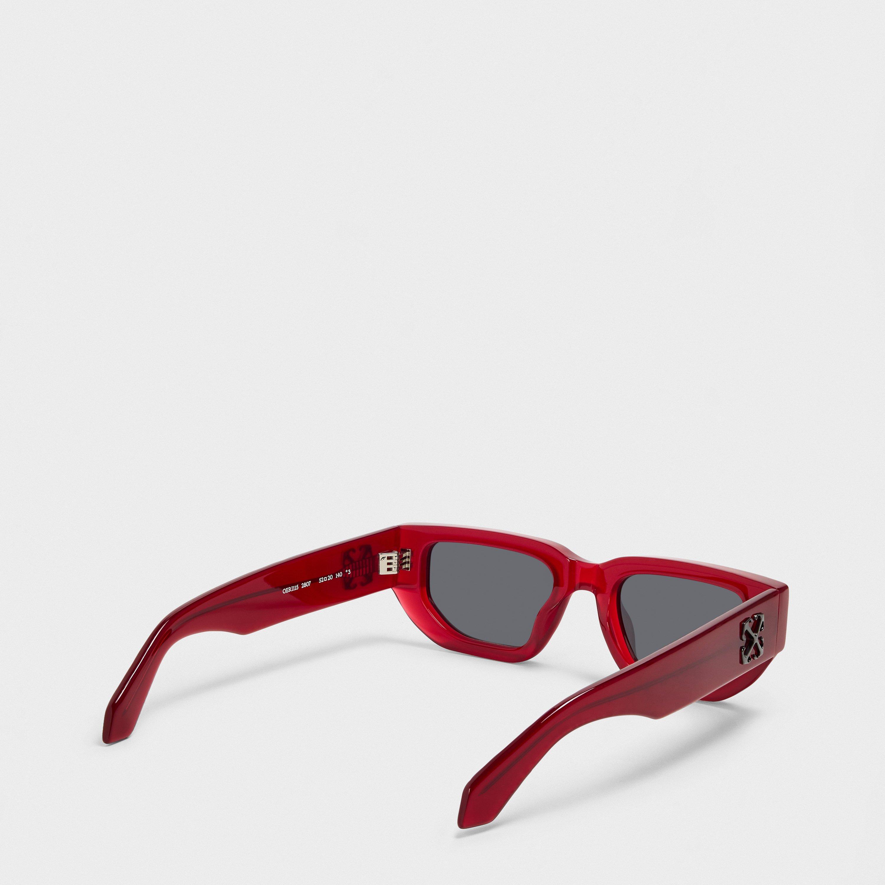 Burgundy/Grey - Off White - Unisex Greeley Rectangle Style Sunglasses - 2