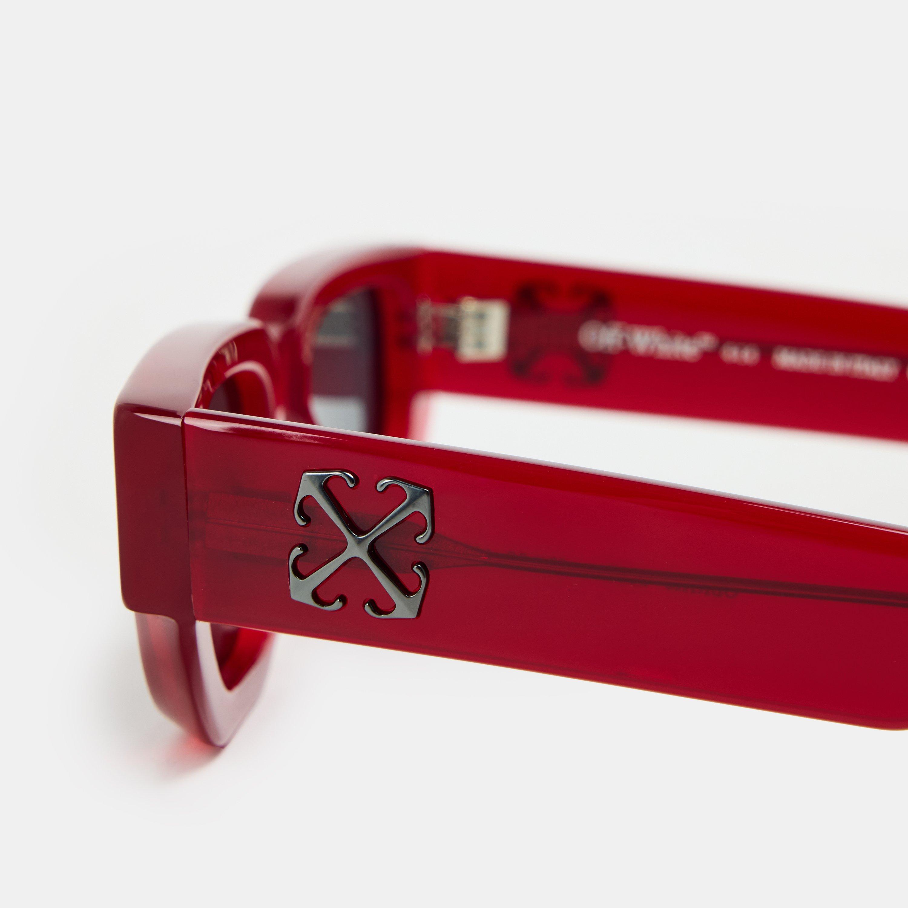 Burgundy/Grey - Off White - Unisex Greeley Rectangle Style Sunglasses - 3