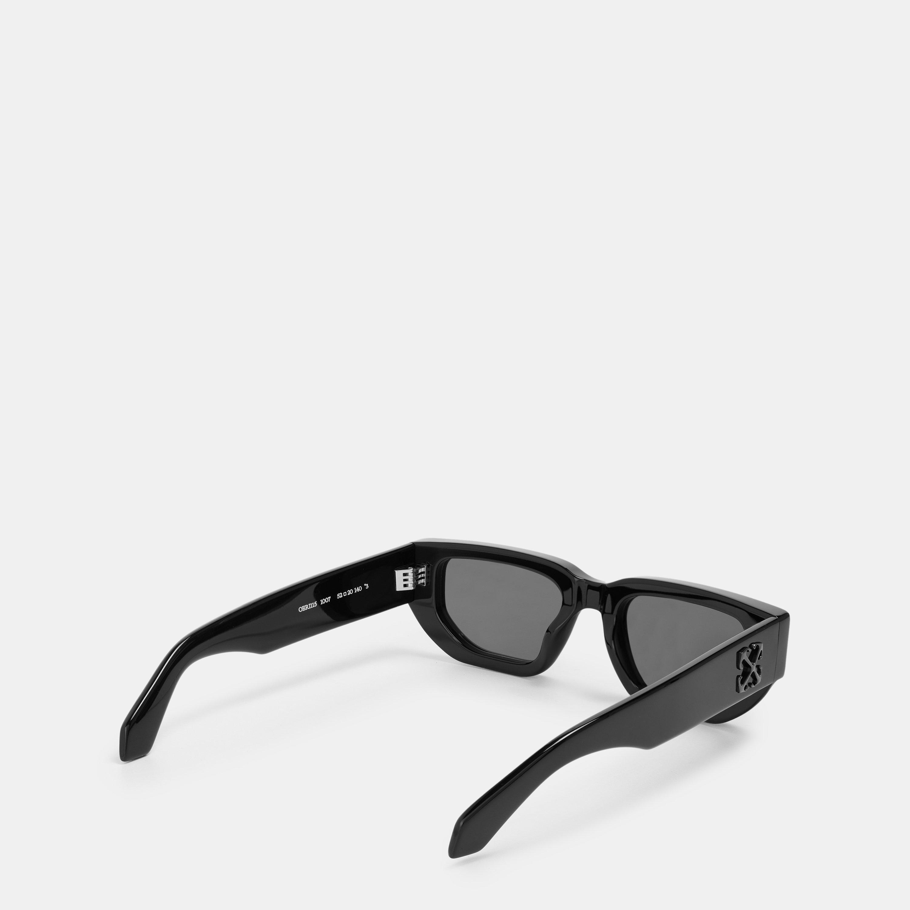 Black/Dark Grey - Off White - Unisex Greeley Rectangle Style Sunglasses - 2
