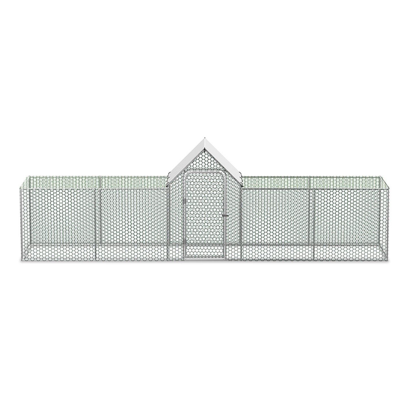 Silver - KIDKID PET - Metal Chicken Coop Run with PE Tarpaulin - 3