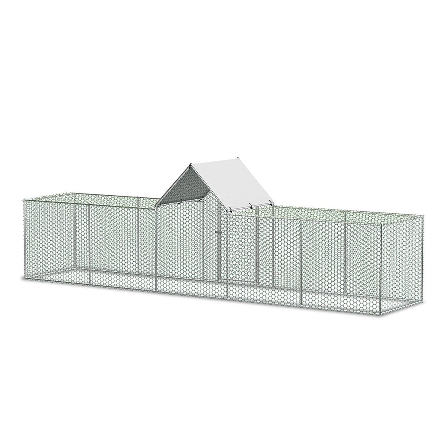 Silver - KIDKID PET - Metal Chicken Coop Run with PE Tarpaulin - 4
