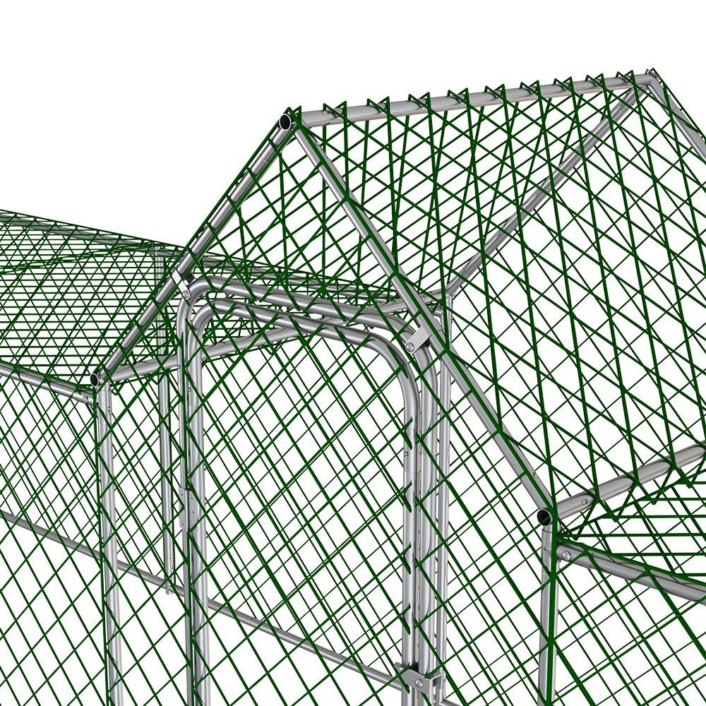 Silver - KIDKID PET - Metal Chicken Coop Run with PE Tarpaulin - 8