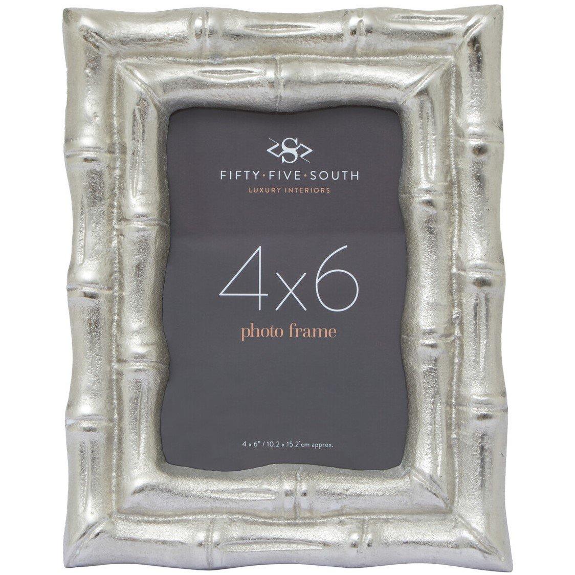 Silver Clear - Interiors by Premier - Hiba Silver Finish Bamboo Effect 4In X 6In Photo F - 1